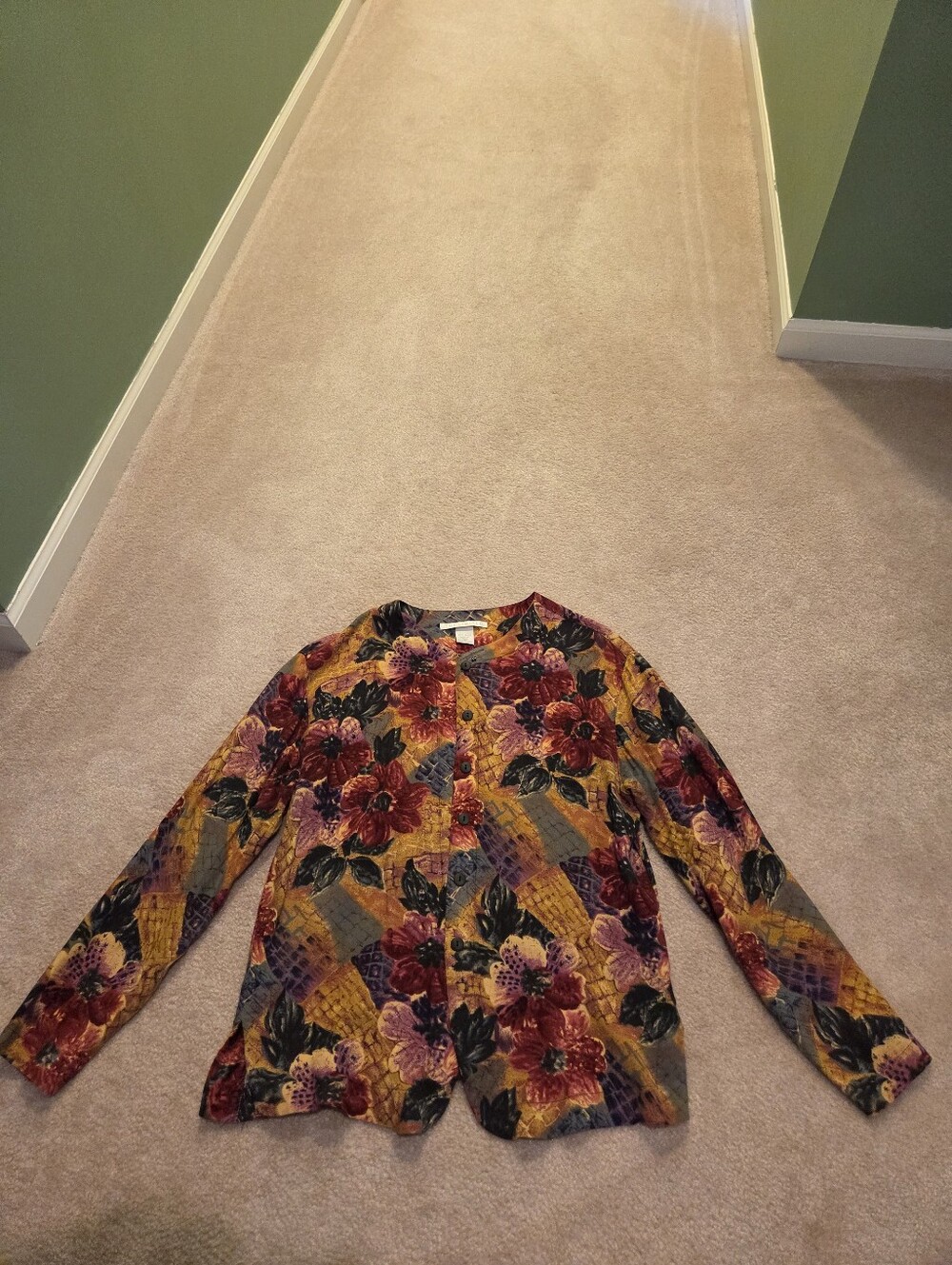 The Limited Floral Patchwork Button Up Shirt - Red, Yellow, Green